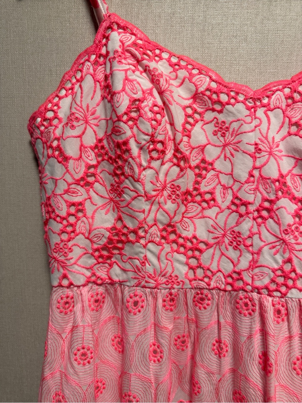 Lilly Pulitzer Pink Eyelet Embroidered Cotton Maxi Dress Size 10 Resort Floral - Picture 9 of 10